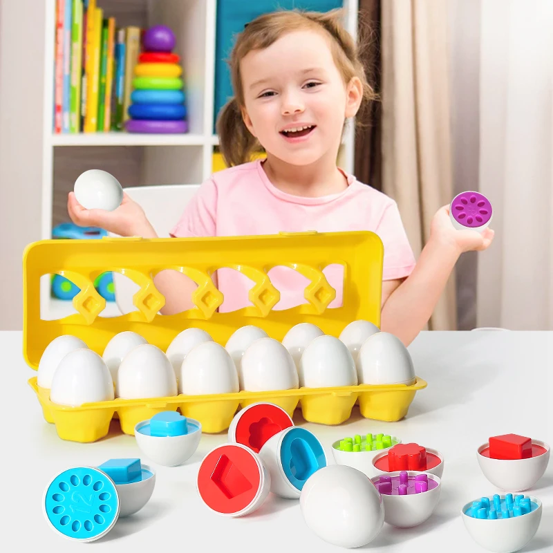 Montessori Lernen Bildung Math Spielzeug Kinder Form Spiel Smart Eier Schrauben 3D Puzzle Spiel Für Kinder Pädagogisches Ostern Geschenke