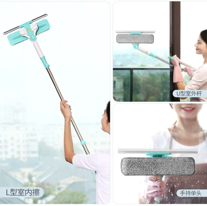 Suitable for Glass Cleaning in tall buildings Double Wiper Dust Removal U-Shape Outdoor Telescopic Cleaner Dry Water Scraper