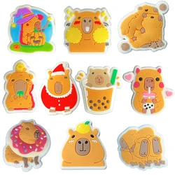 10Pcs Cute Capybara Shoe Charms Cartoon PVC capibara decorazioni per scarpe per braccialetti da polso, sandali con zoccoli, accessori per scarpe