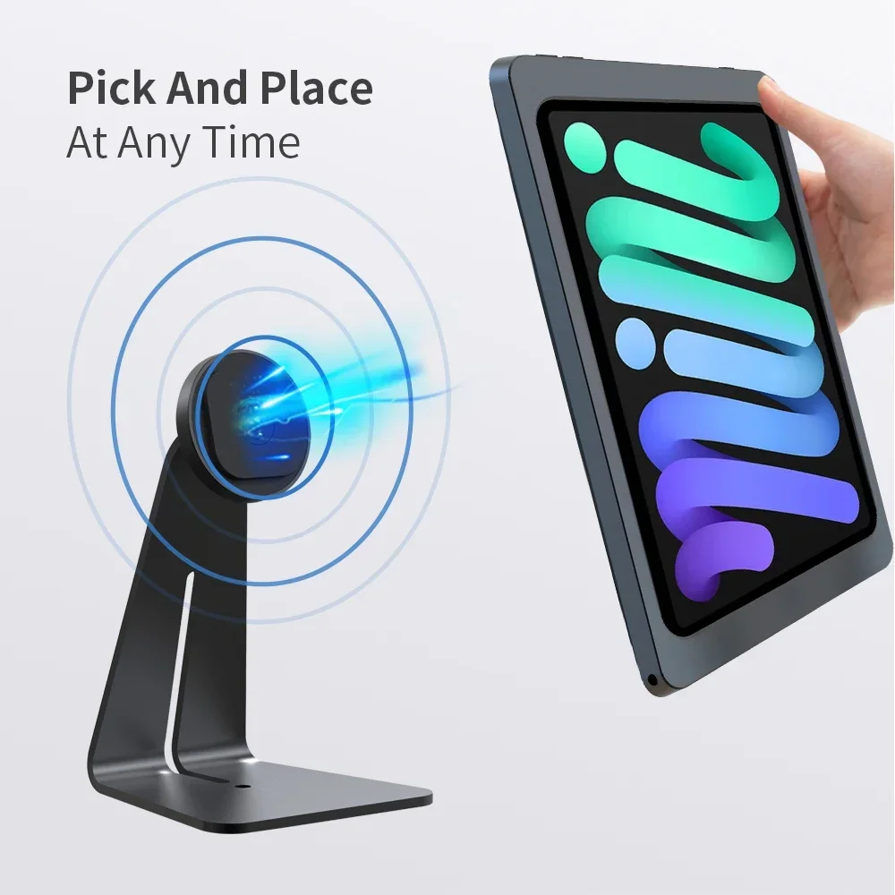 EMONITA Desk Stand with Strong Magnetic Charging for iPad mini 6 8.3-inch Tablet Aluminum Mount Holder