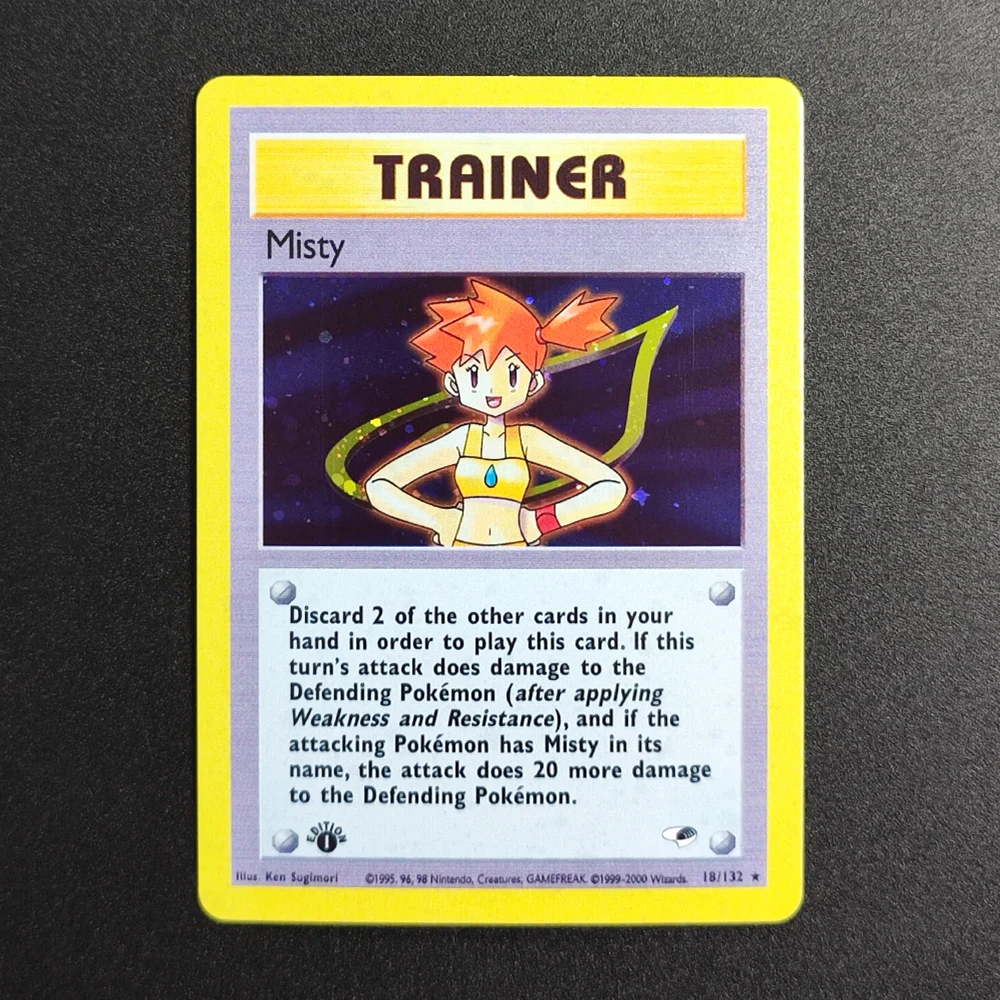 

Коллекционная карта Proxy Pocket MonSter 2000 P.M GYM HEROES MISTY-HOLO 18, редкая, одиночная, классическая, для аниме-игр, игрушки