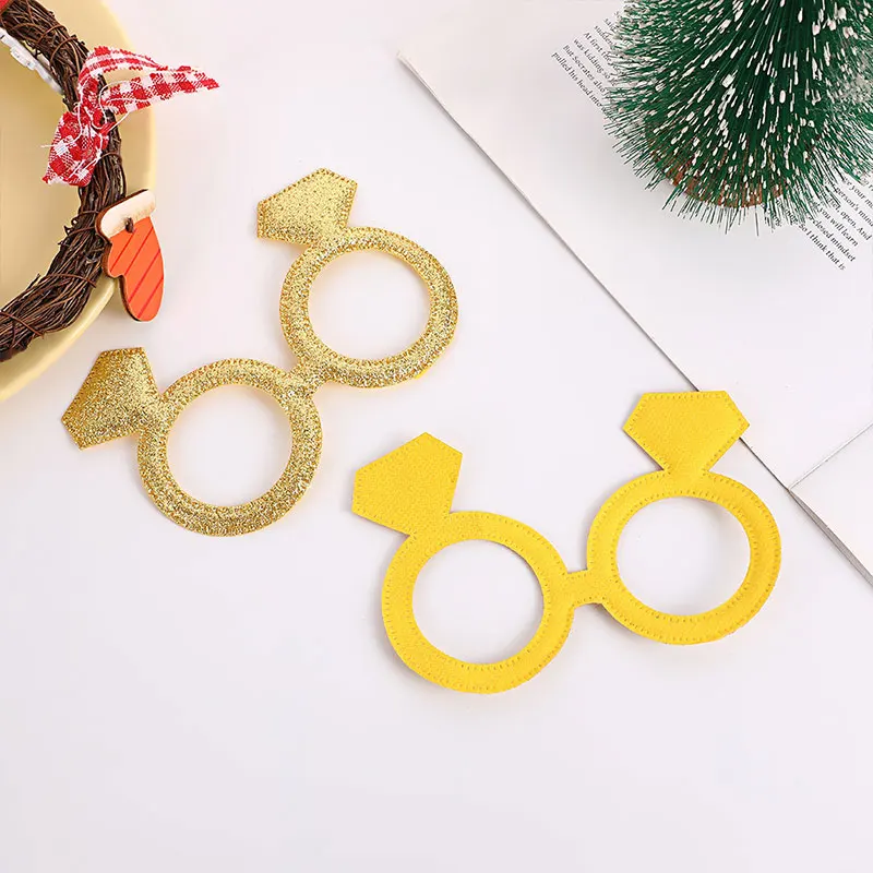 50 Stück 8,5 x 14 cm große, mit Glitzer und Gold verzierte Glas-Applikationen für DIY-Cartoon-Brillen, dekoratives Material für Partys und Versammlungen – Detail 3