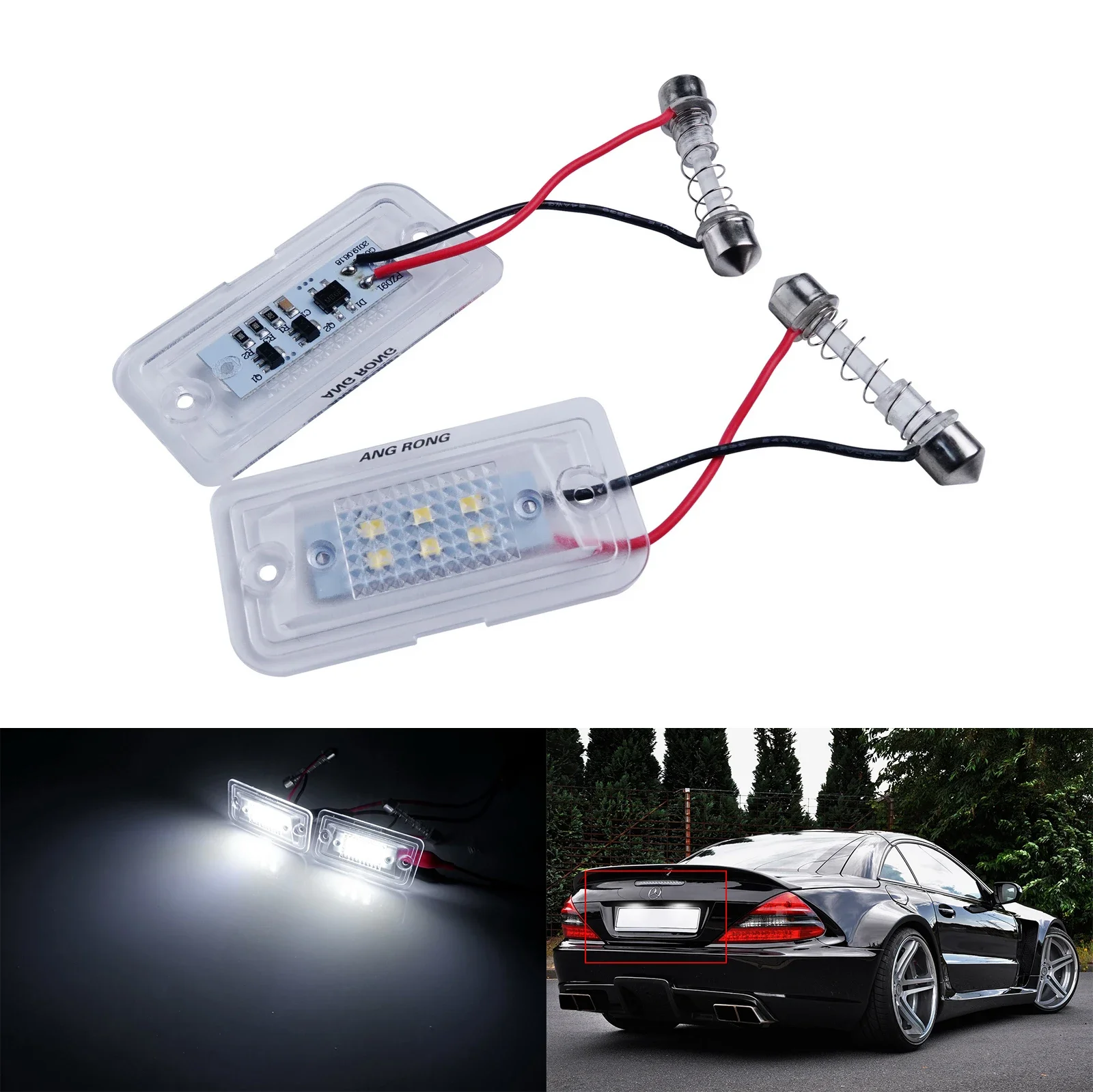 2x Canbus White LED License Number Plate Lights For Mercedes-Benz W203 A209 C209 W209 SL R230 SLR R199 Maybach 57 / 62