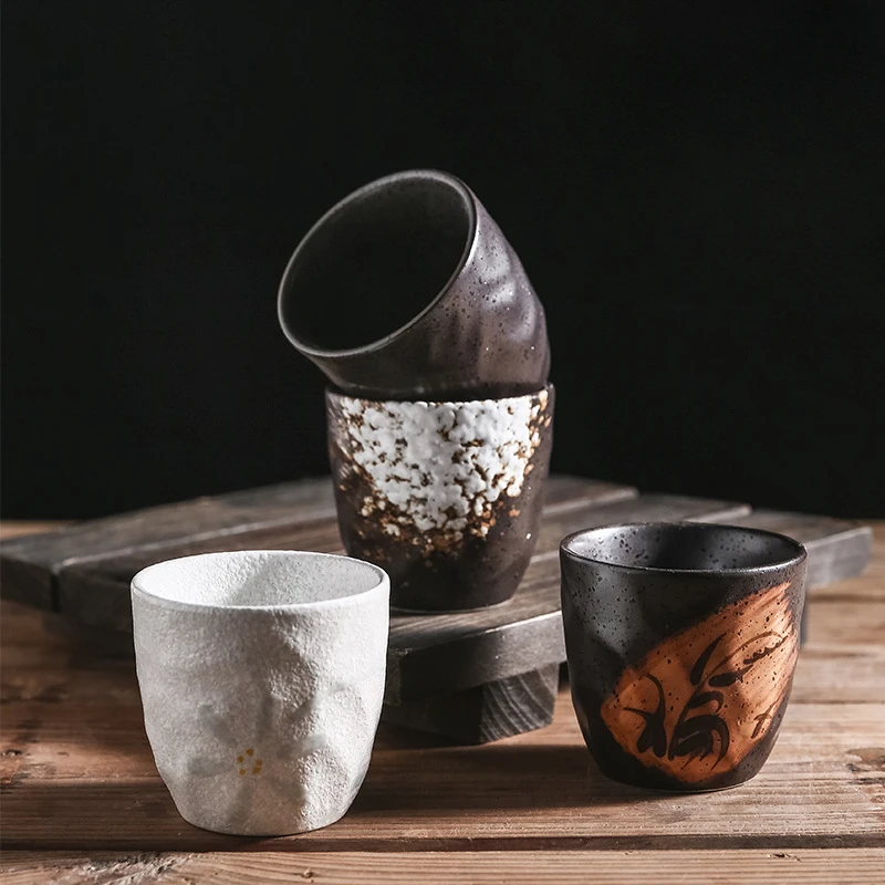 

180ml Japanese tea cup coffee cup matcha handy retro ceramic coarse pottery cup