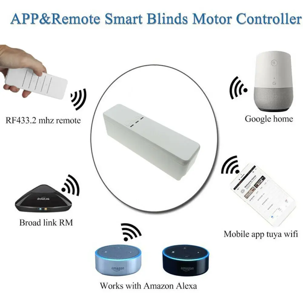 WiFi Smart Blind Motor Motorized Chain Roller Blind Shade Shutter Drive Tuya Curtain Motor Smart App Remote Control Alexa/Google