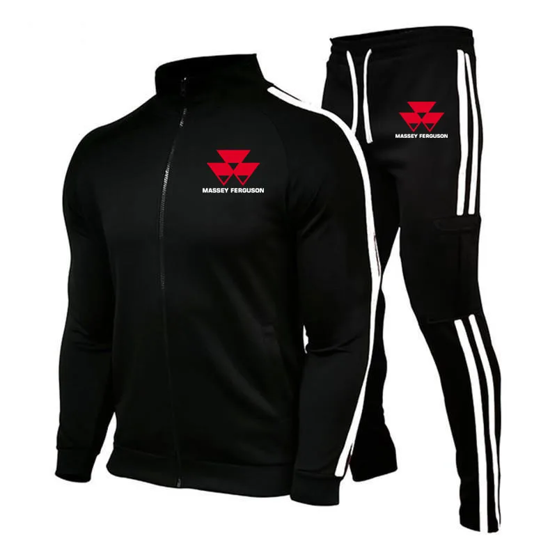 Massey Ferguson Fato de treino masculino, jaqueta fitness, roupas de ginástica, Running Set, Sportswear, Basculador, moda