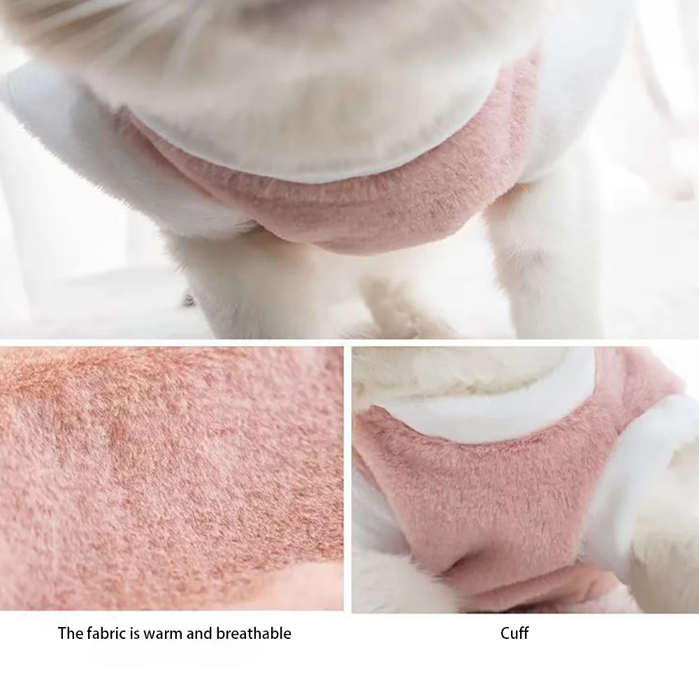 Autumn Winter Pet Clothes Prevent Hair Loss Dog Cat Clothes Warm Cute Thicken Vest Embroidery Rabbit Velvet Pet Clothes view 4