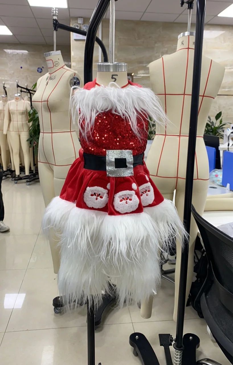 

Newborn Xmas Clothes Baby Girls Christmas Rompers Dress Sequin Sleeveless Halter Jumpsuits with Leg Warmers Hat Set