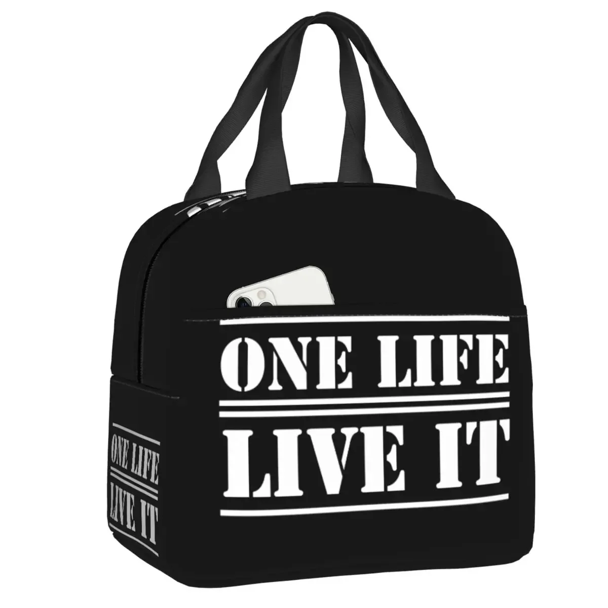 One Life Live It Lunch Bag Portable Warm Cooler Thermal Insulated Lunch Tote for Women School Multifunction Food Bento Box