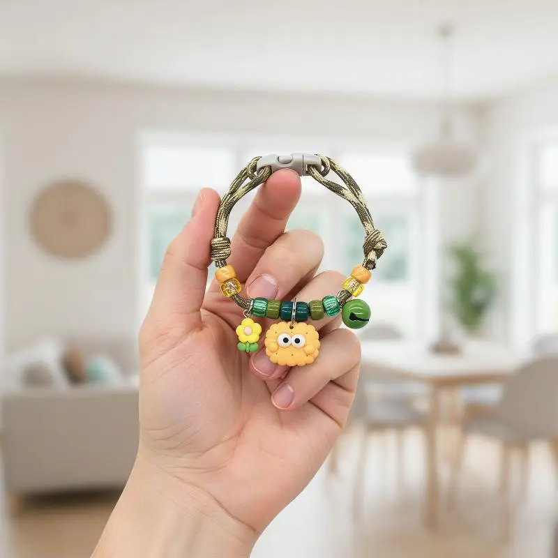 Bunte Glocken-Haustier-Halskette Geflochtene Verstellbare Katzen- und Hundehalskette Niedlicher Anhänger Haustier-Schmuck Kostüm-Accessoires – Detail 5