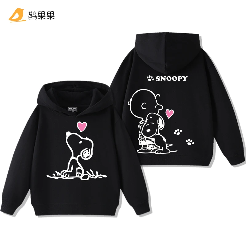 Snoopy print autumn and winter children's long-sleeved cute hooded sweatshirt for boys and girls trendy tops for going out