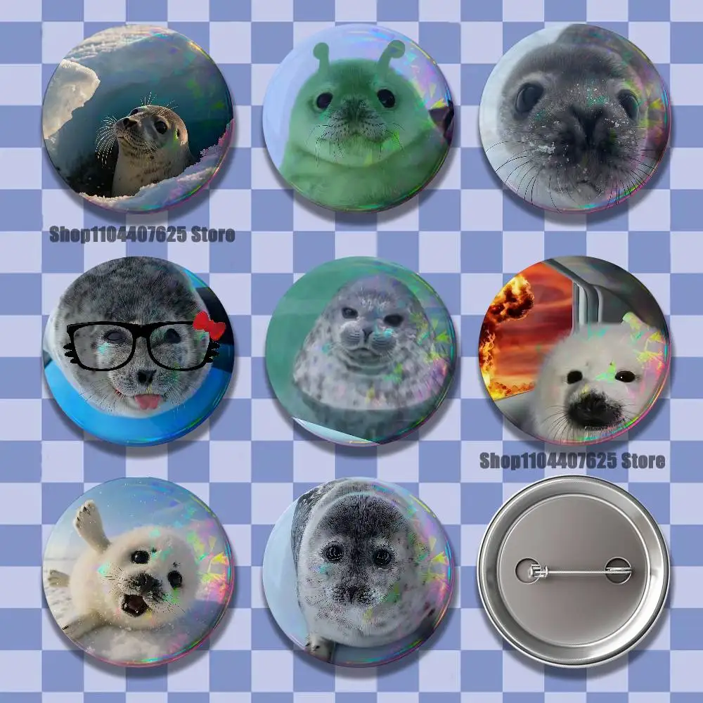

Seal Sea Cute Badges Button Round Creative Pin Brooch Badge Bag Decor Fans Collect Friends Gifts