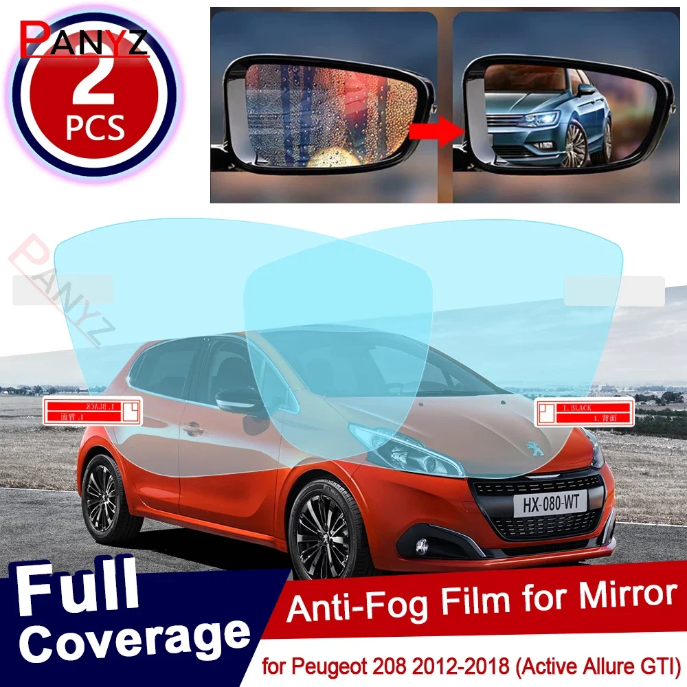 Para Peugeot 208 2012 ~ 2018 Active Allure GTI cubierta completa antiniebla espejo retrovisor a prueba de lluvia antiniebla películas limpias accesorios de coche
