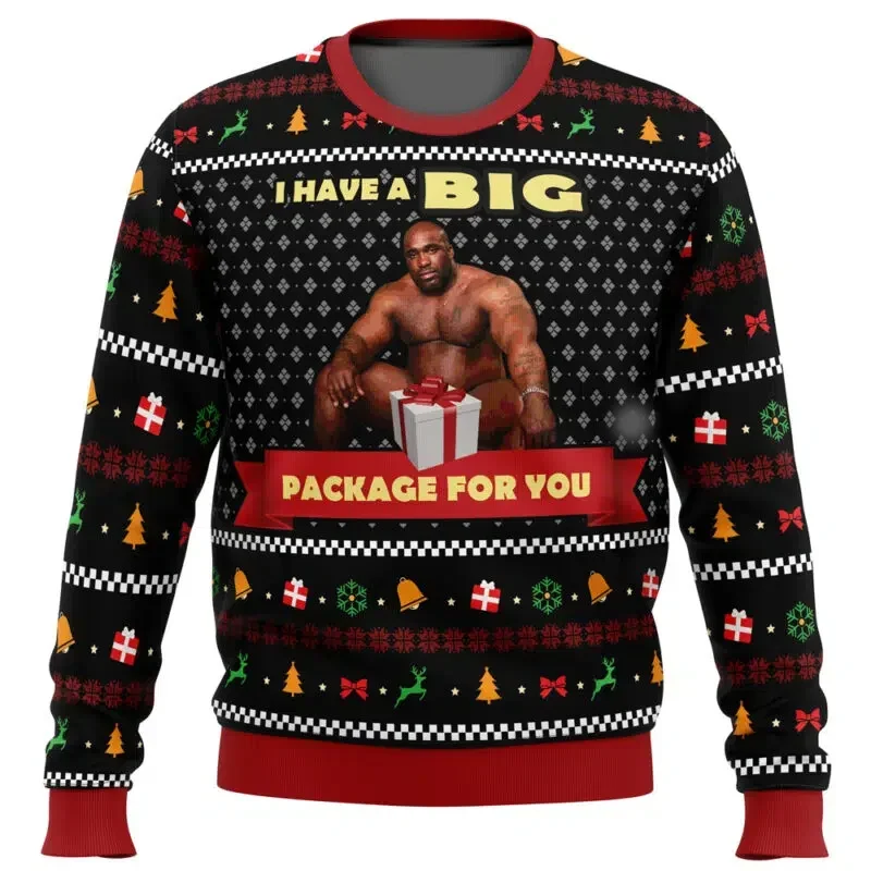 Big Package Barry Wood Meme Ugly Christmas Sweater Spring Autumn Men's Pullover Top Fashion Couple Crew Neck Sweatshirt