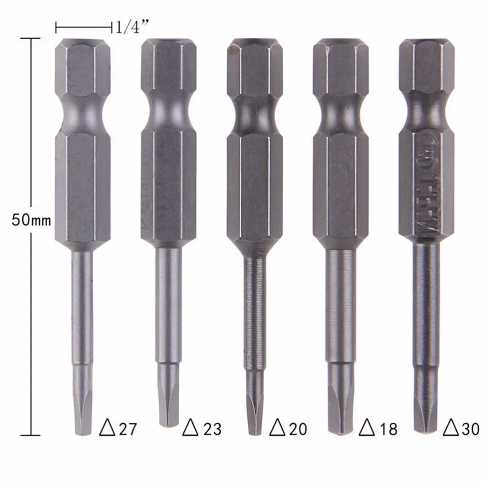 Puntas de tornillo triangulares de acero de aleación S2, puntas de destornillador magnéticas, cabeza de tornillo Triangular antideslizante, 1,8/2/2, 3/2 Mm, 5 unidades, envío directo