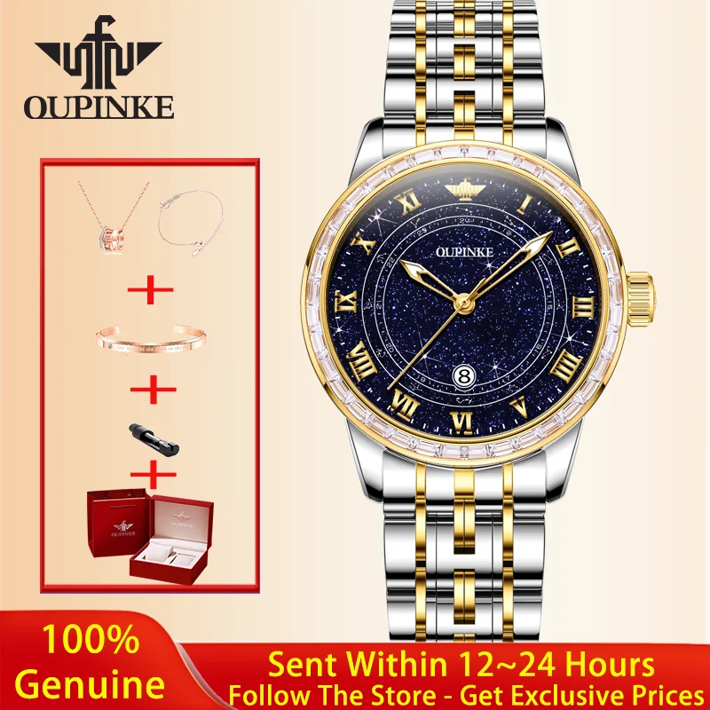 

OUPINKE 3203 Women Watch Luxury Japanese Movement Mechanical Watch Starry Sky Diamond Elegant Waterproof Women Automatic Watch