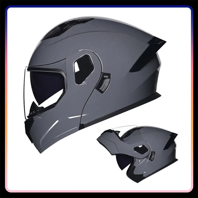 

Adult Dual Visor Full Face Helmets DOT Approved Flip Up Racing Helmet Double Lens Men Women Flip-up Modular Helm Motorbike Moped