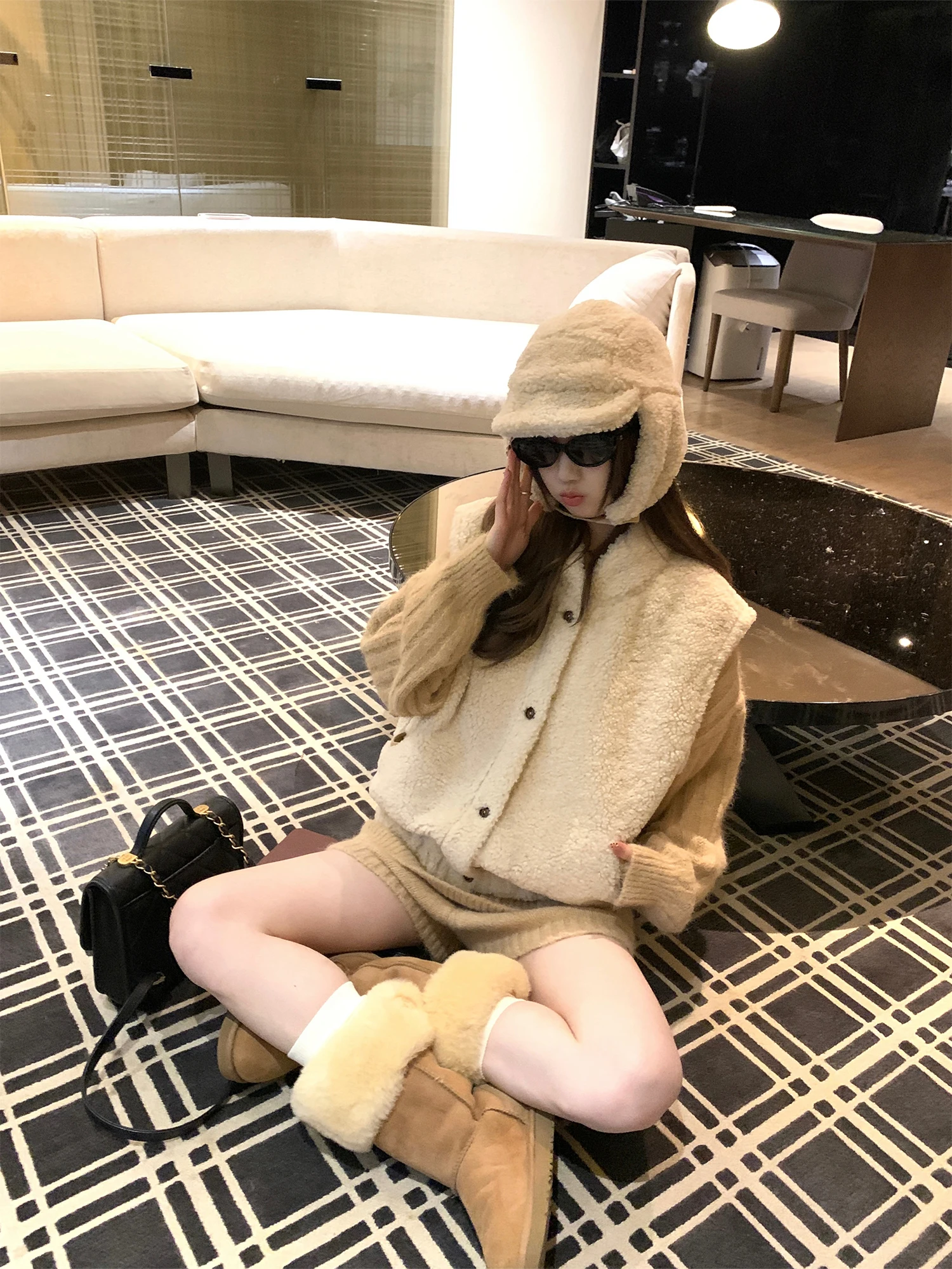 

Warm Lamb Velvet Vest Women's Sle nut Cr Horn Korean System Spring Winter Outerwear Commute Sle Regular Length