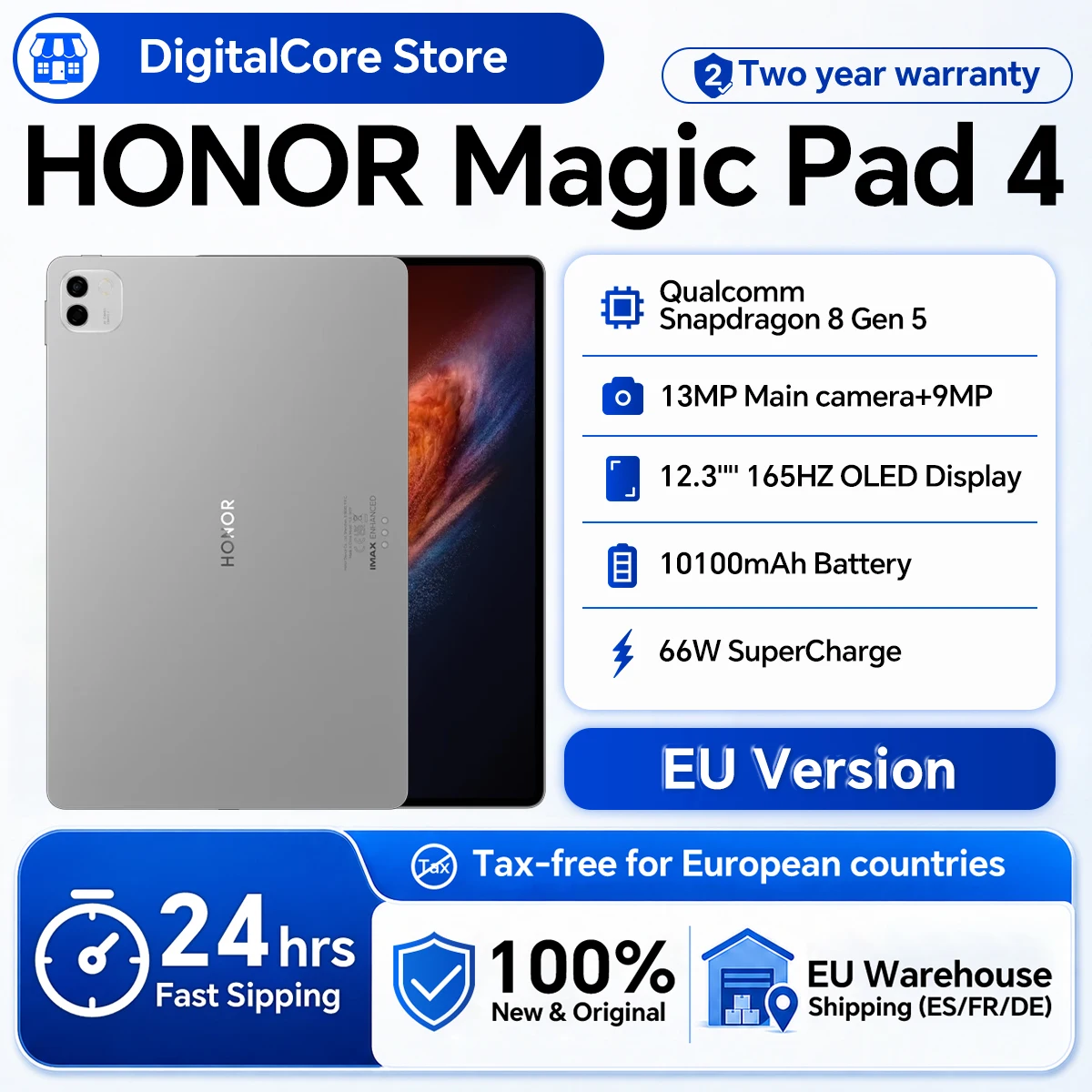 Image of HONOR Magic Pad 4 Tablet 10100mAh Akku 165HZ Snapdragon 8 Gen5 12,3-Zoll OLED-Bildschirm 2400 Nit Helligkeit Wi-Fi7 Bluetooth 6.0