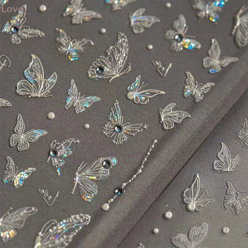 [L & P] فراشة شكل مسمار ملصق مع الماس مجسمة الإغاثة صائق لاصق مسمار الفن صالون لتقوم بها بنفسك مسمار الفن المتحمسين