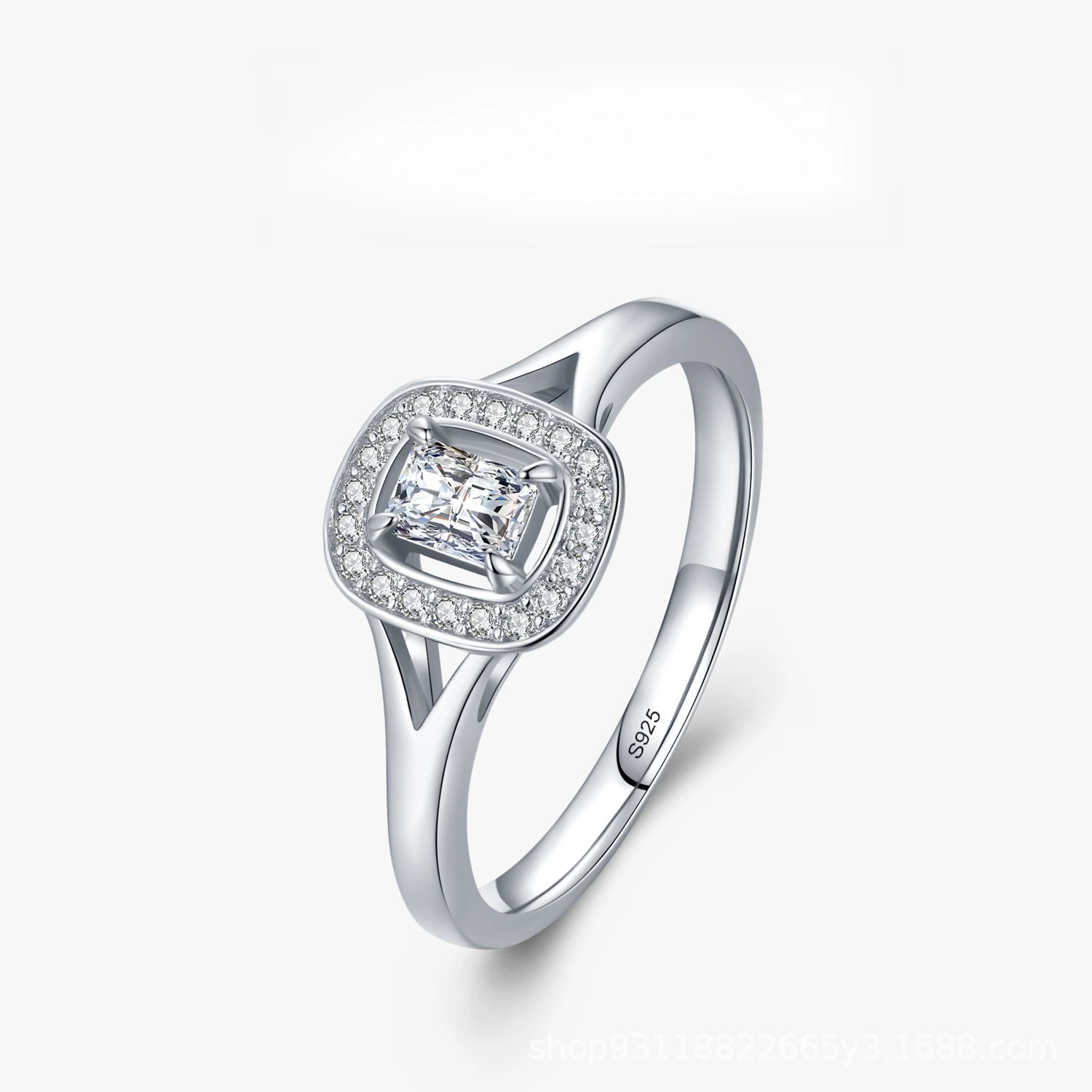 

S925 pure silver cubic sugar zircon plated platinum ring, women's light luxury versatile ring, popular accessory gift