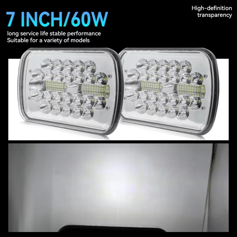 Super Power 100W 5x 7 Headlight 3 Arrow DRL Light Emitting Diode Running Light Two Color Waterproof IP67 Car Truck Off-Road Fog
