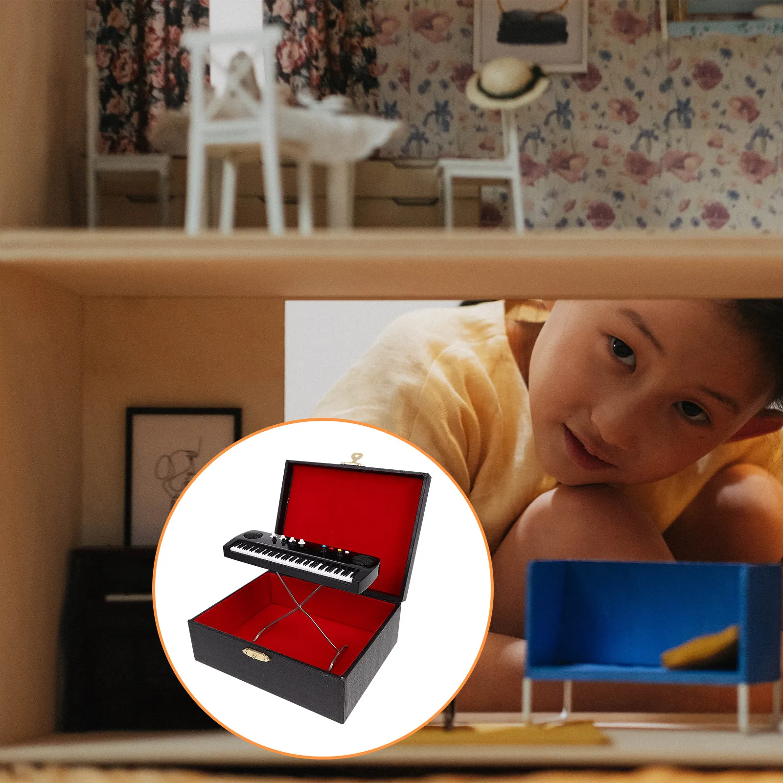 

Миниатюрный деревянный электронный орган-украшение, износостойкий, для детской музыкальной комнаты, декоративная клавиатура
