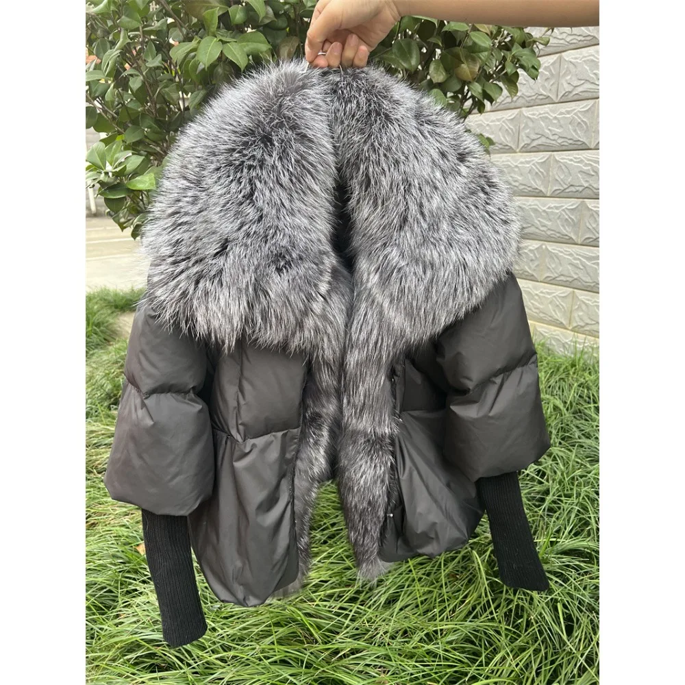 2023 Fashion New Autumn Winter Real Fox Fur Collar Thick Women Warm Coat Duck Down Jacket Luxury Outerwear New Female Coat