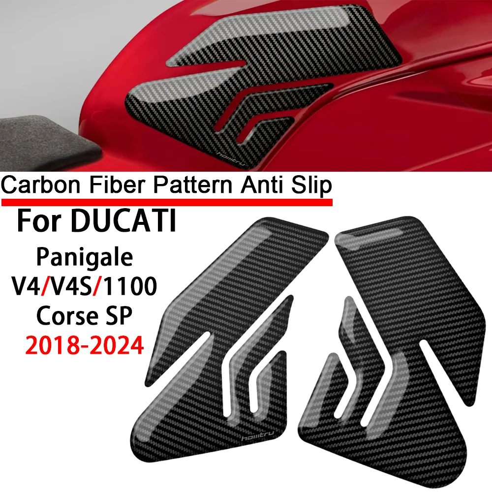 

For Ducati Panigale V4 V4S 1100 Corse SP 2018-2024 3D Carbon-look Motorcycle Side Fuel Tank Pad Knee Grip Protection Sticker