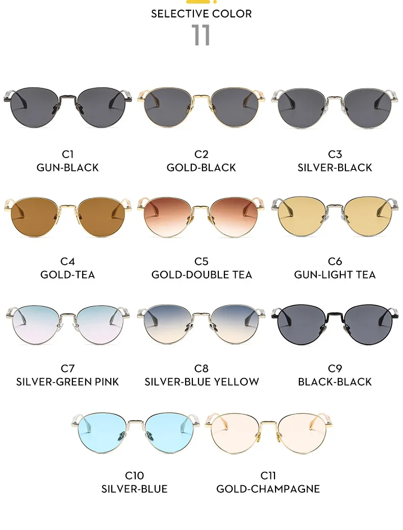 SHAUNA Retro Metall Runde Punk Männer Sonnenbrille Shades UV400 Mode Trend Gradienten Frauen Sonnenbrille – Detail 5