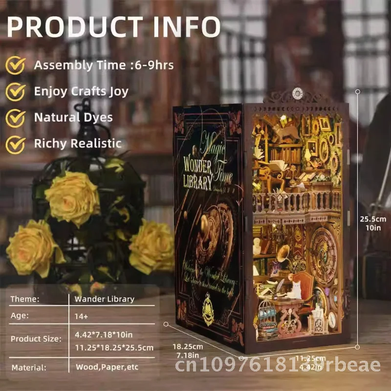 DIY المقصورة كتاب حامل لعبة اليدوية تجميعها نموذج منزل خشبي صغير اللبنات مكتبة الوقت السحري هدية للعقلية #2