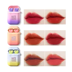 Makeup Airpod Lip Gloss Set Velvet Matte Lipstick Waterproof Long Lasting Non Stick Hydrating Liquid Lipstick Gift Set