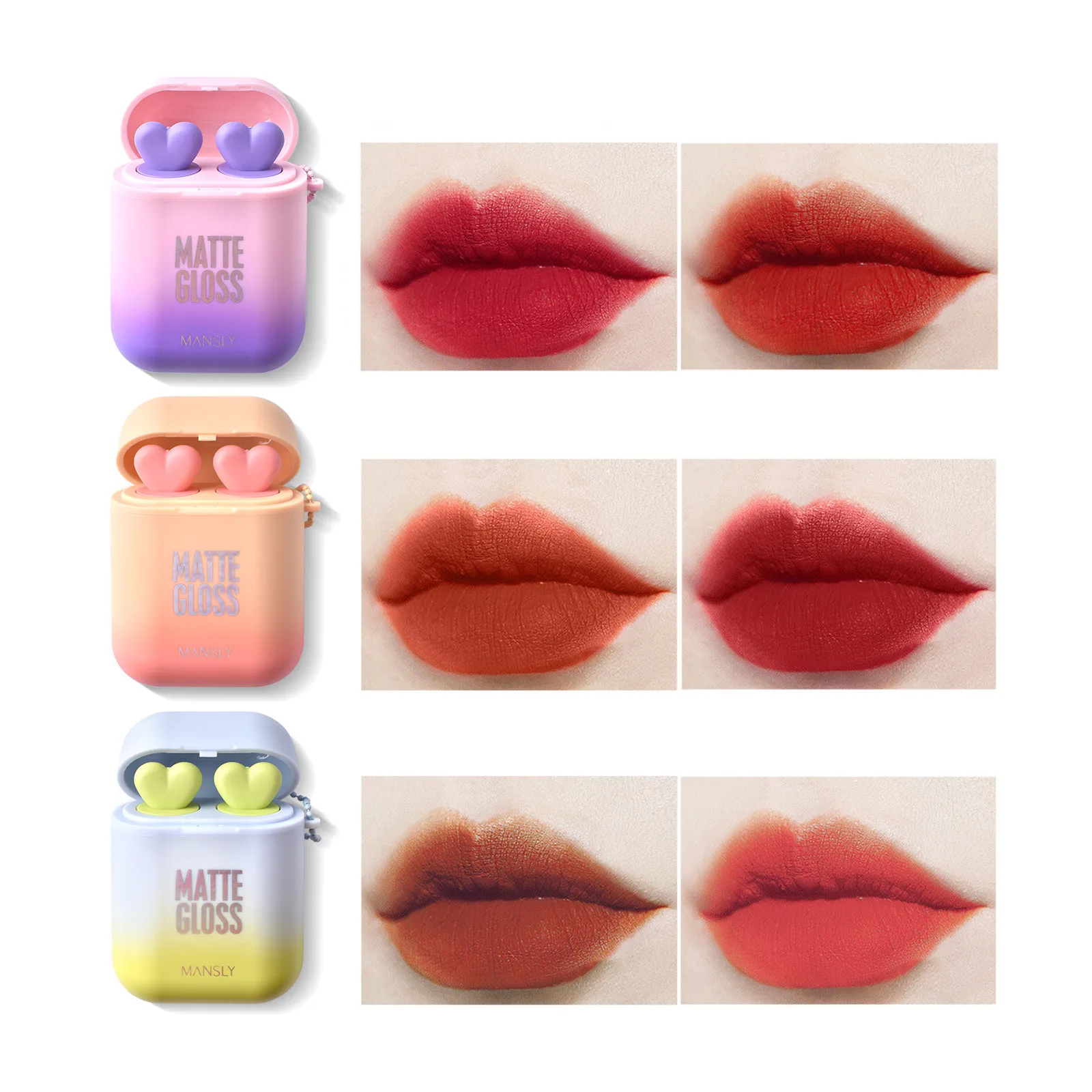 Makeup Airpod Lip Gloss Set Velvet Matte Lipstick Waterproof Long Lasting Non Stick Hydrating Liquid Lipstick Gift Set