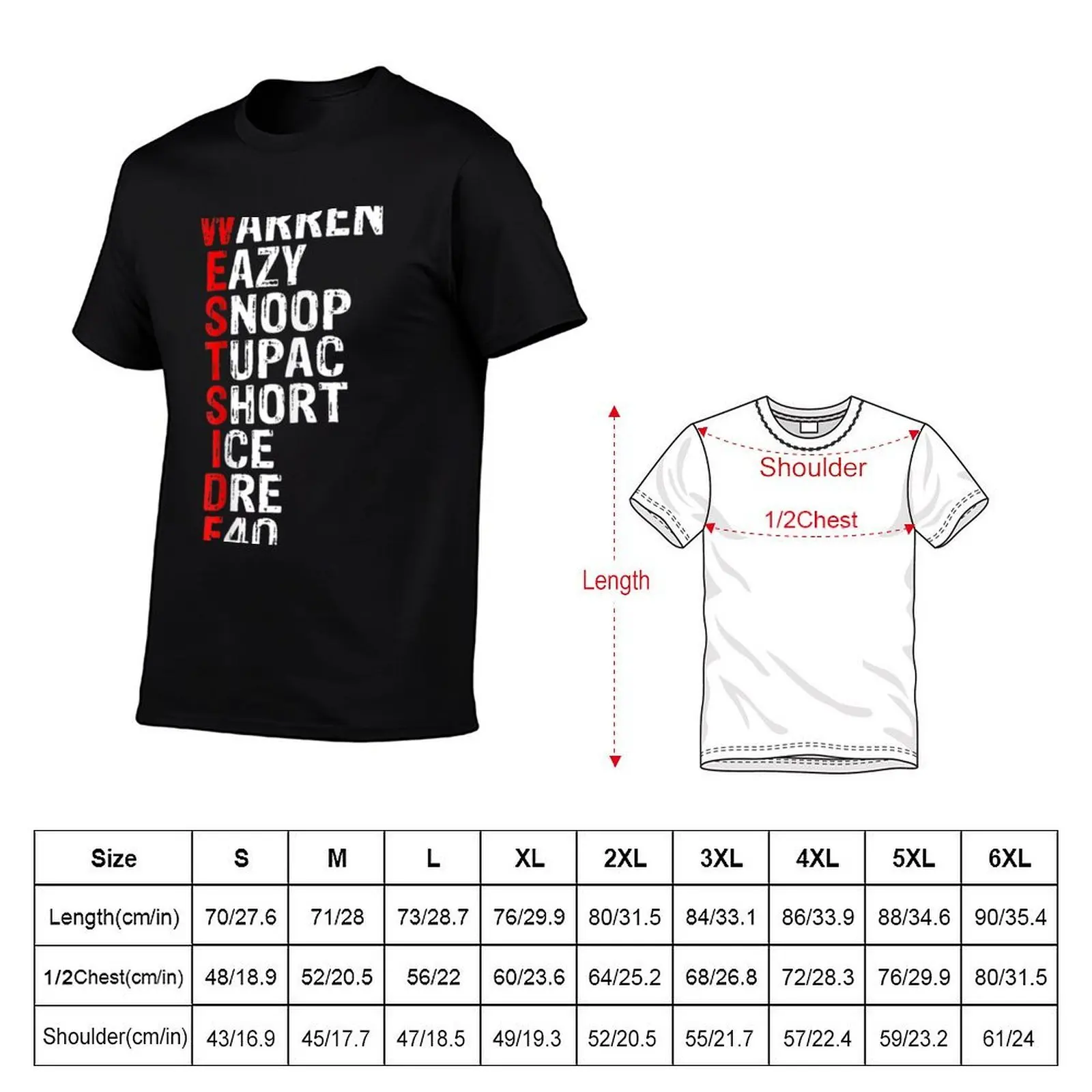Westside Hip Hop Rap Music Legends T-Shirt Classic Crew Neck Cotton T-Shirt