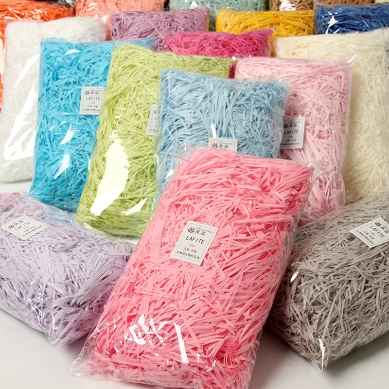 10/50g coloured raffia straw crinkle paper confetti DIY gift box filler wedding party gift box candy material pack filler decor