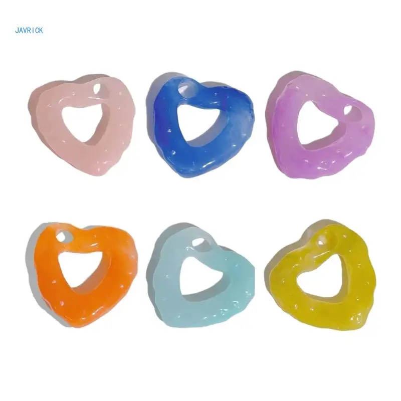 Hollow Big Hole Resin Smudged Love- Heart Beads for Headwear Ear Jewelry Accessories DIY Jewelry- Making Materials