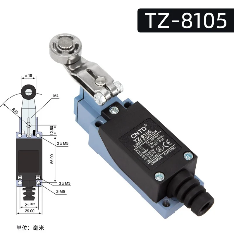 CNTD Changde Electric Limit stroke switch Micro switch TZ-8105 Steel wheel silver touchpoint