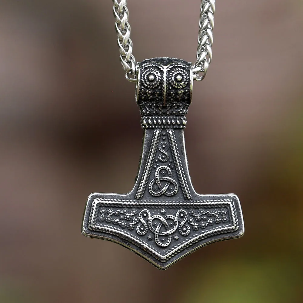 2024 New Fashion Viking Thor\'s Hammer Pendant Raven Pendant For Men 316L Stainless Steel Jewelry Gift