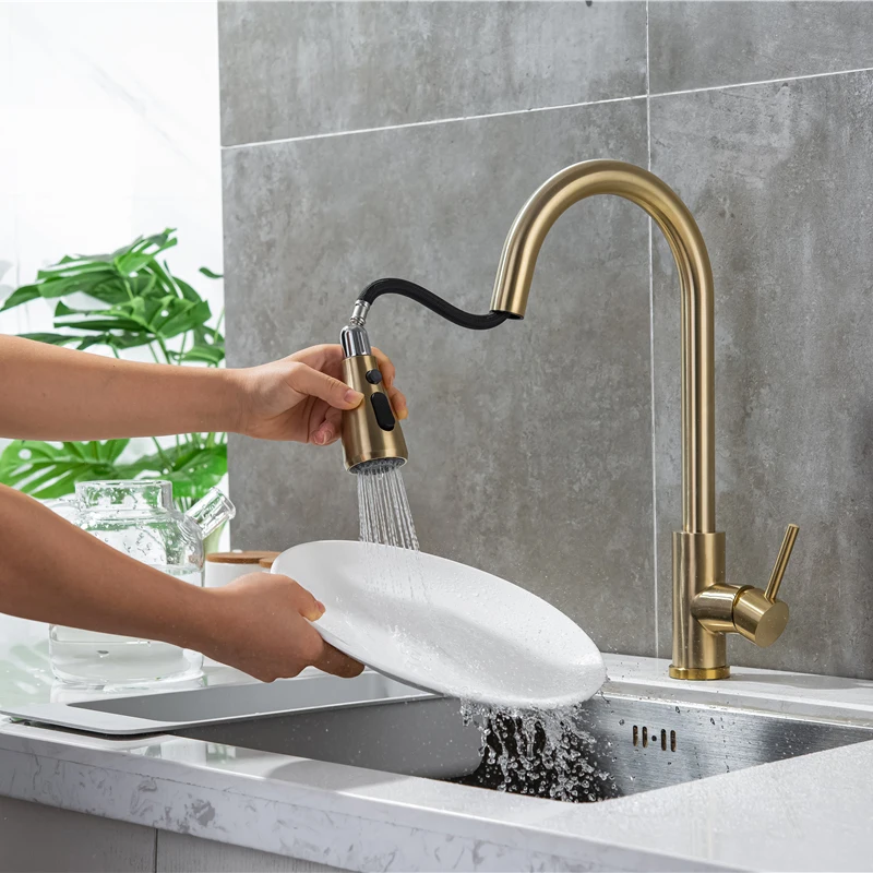 Sensitive Touch Kitchen Faucet Leadfree Stainless Steel Hot Cold Pull Out Kitchen Sink Mixer Tap Smart Touch Kitchen Mixer Taps