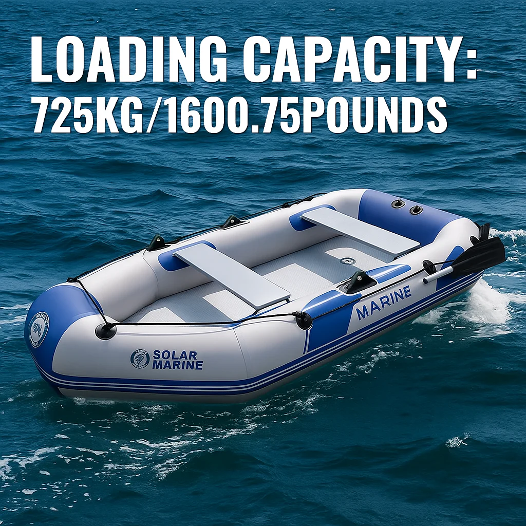 SOLAR MARINE8Person Inflatable Dinghy Fishing Kayak Rowing Boats Laminated Wear-Resistant With Fishing Rod Holder Outboard Motor