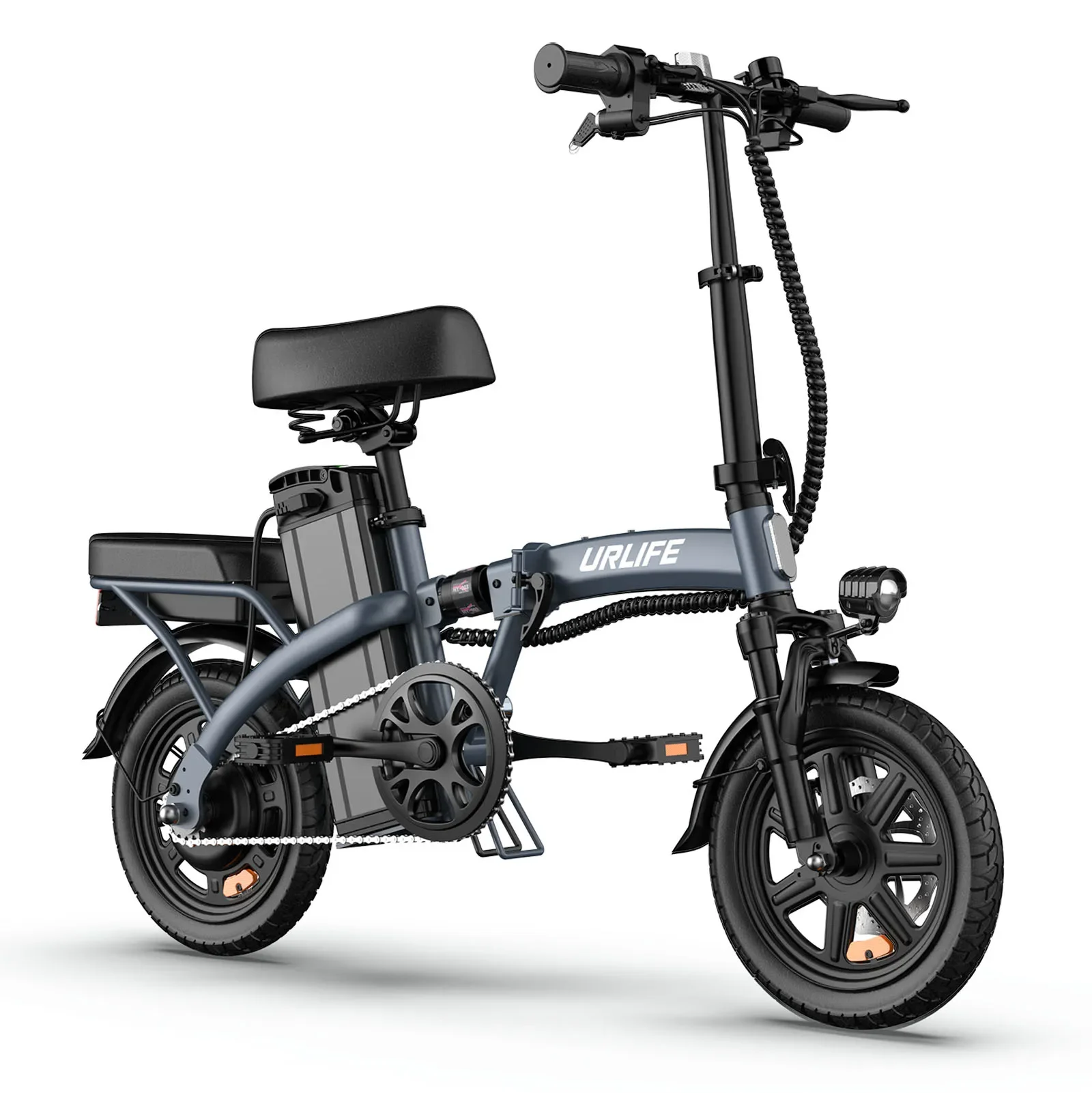 URLIFE F1L Unisex Elektrofahrrad 250W Motor Faltbar 48V 7,5AH Akku 14 Zoll City-Pendlerfahrrad mit Heckträger
