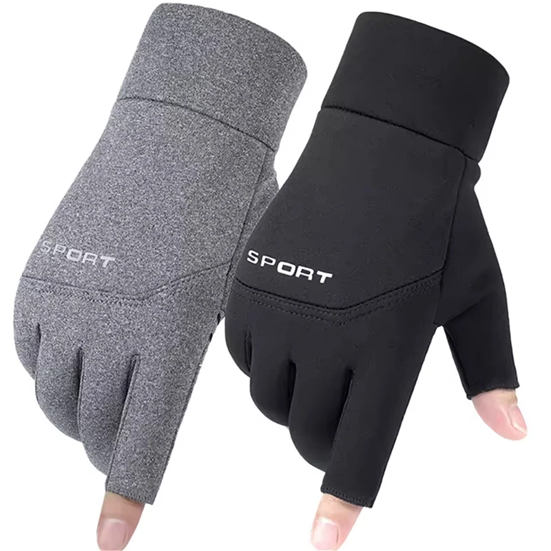 

Winter Fishing Men's Gloves Women Cycling Warm Anti-Slip Gloves for Fishing Sports Touch Screen Two Fingers Cut Outdoor Angling