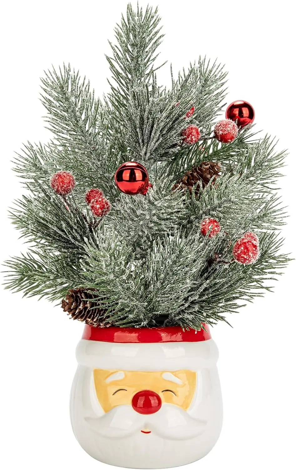 

Мини-рождественская елка со снеговиком, декор из искусственной сосны с украшениями и ягодами, 11-футовый настольный праздничный домашний декор