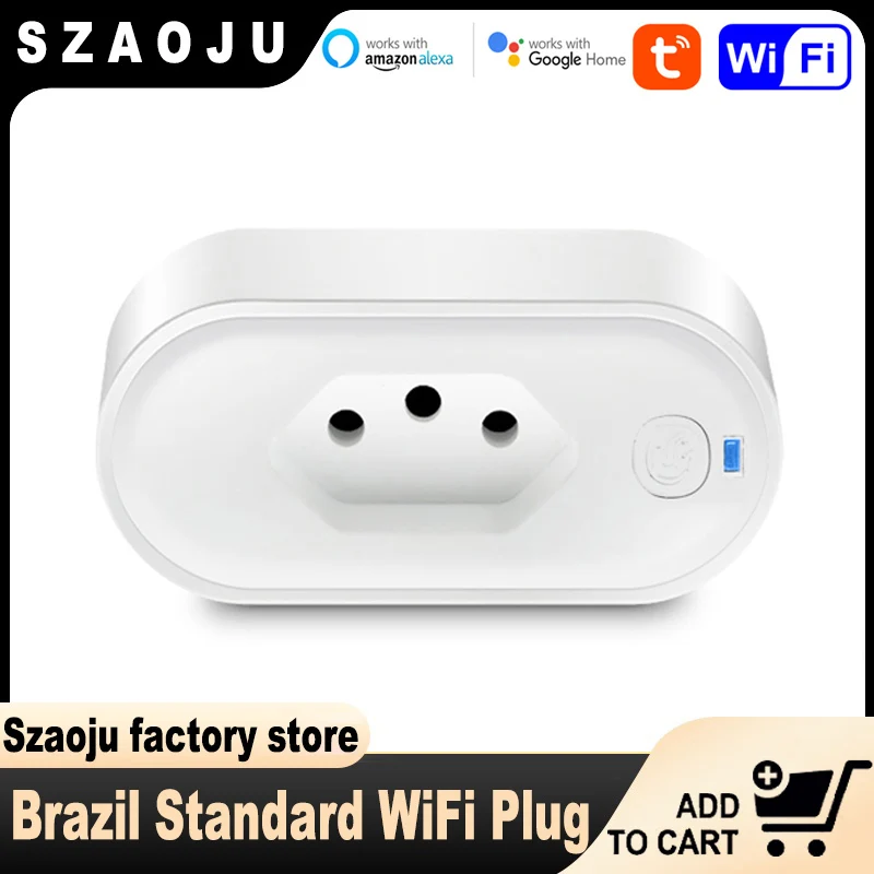 

Szaoju Tuya 16A Brazil Standard WiFi Smart Plug Smart Life APP Remote Compatible Smart Socket Voice For Google Assistant Alexa