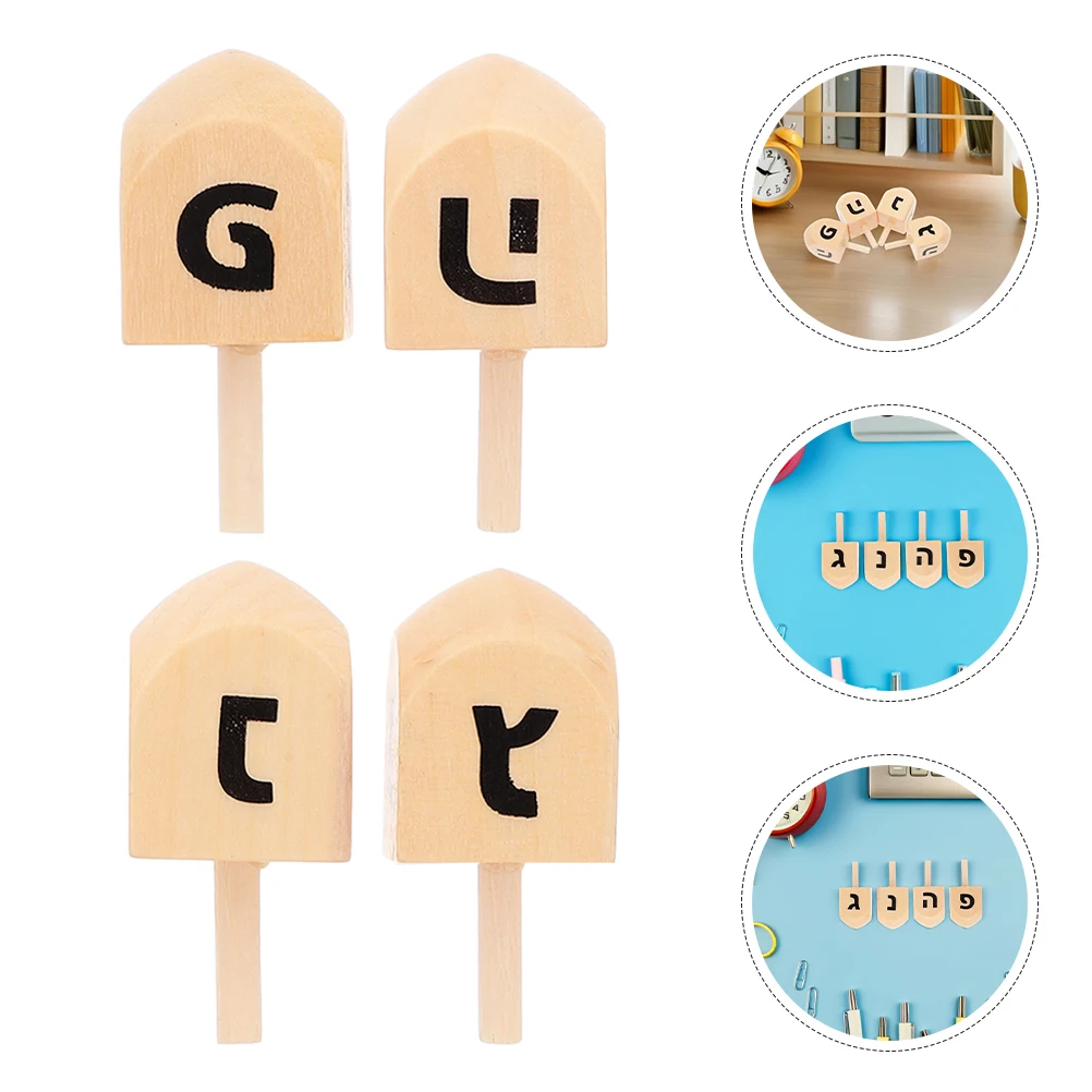 

8 Pcs Hanukkah Wooden Spiral Chanukah Decorations Craft Pendant Dreidel Toy Colorful Dreidels Lotus Tree Novelty Toys
