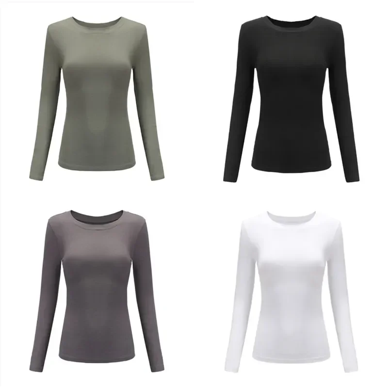 MRMT 2025 Brand New Women's Wearsexy Petto Slim Girocollo Manica lunga T-shirt Fondo Shirtbasic Top t-shirt per top femminili