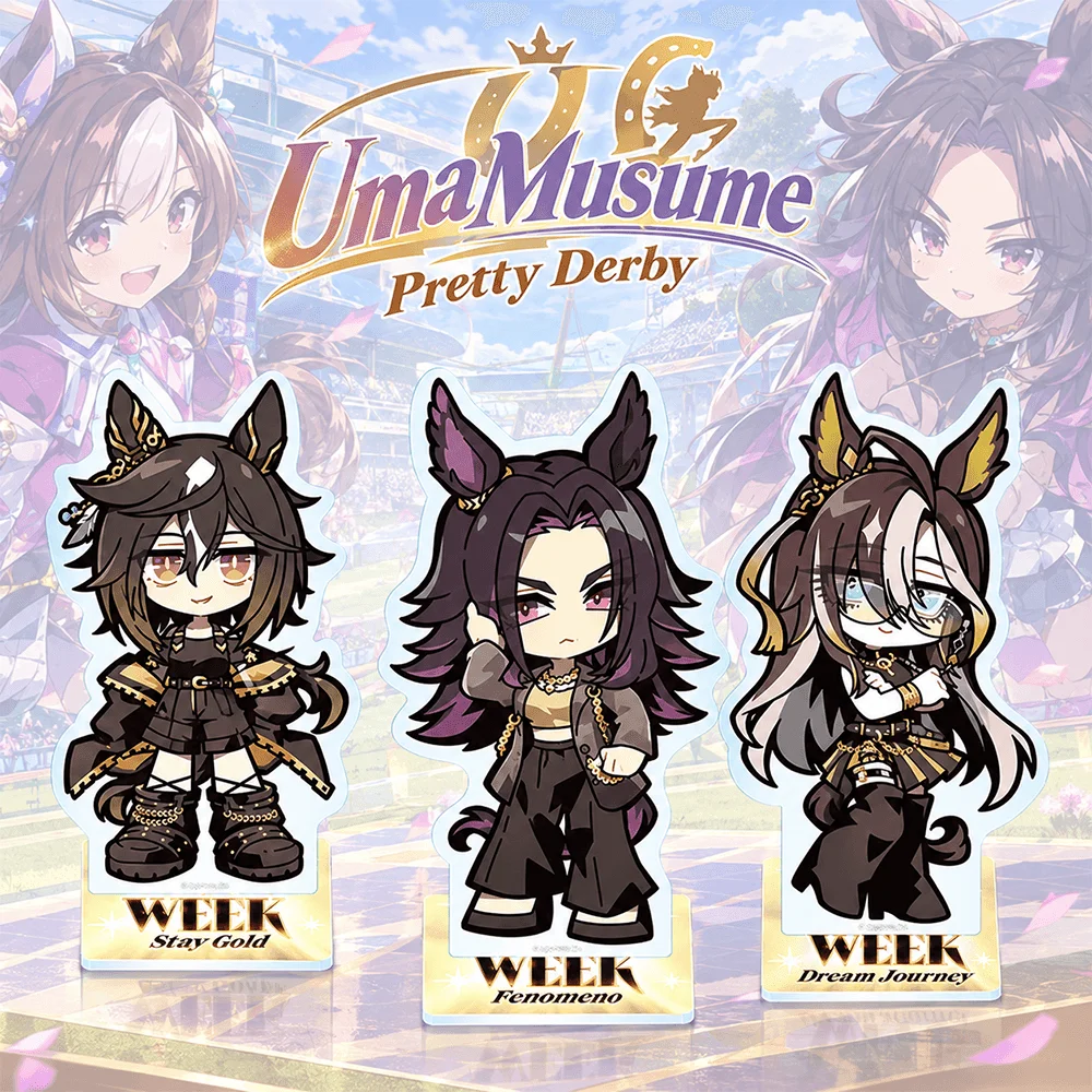 Uma Musume Pretty Derby Gold Ship 10cm Acrylic Stand Keychain Q Version Chibi Anime Figure Desk Decor Toy Fan Gift