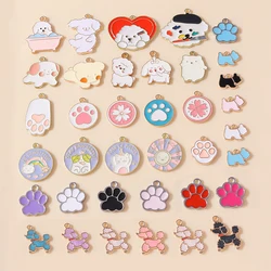 10pcs Mixed Cartoon Cute Enamel Dog Charm Paw Animal Pendant for Necklaces Earrings DIY Jewelry Making Accessories Handmade