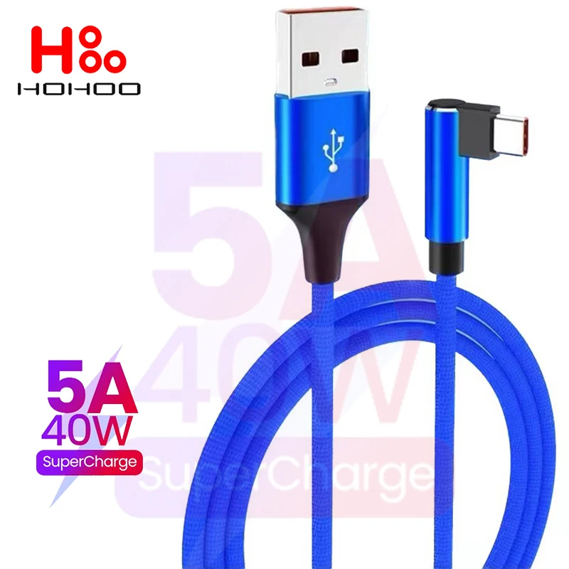 5A 90 ° elbow Type-C Cable for Xiaomi 14 13 12 Poco F3 Pro Redmi K60 50 40 30 huawei USB-C Fast Charging Wire Fast Type C cable