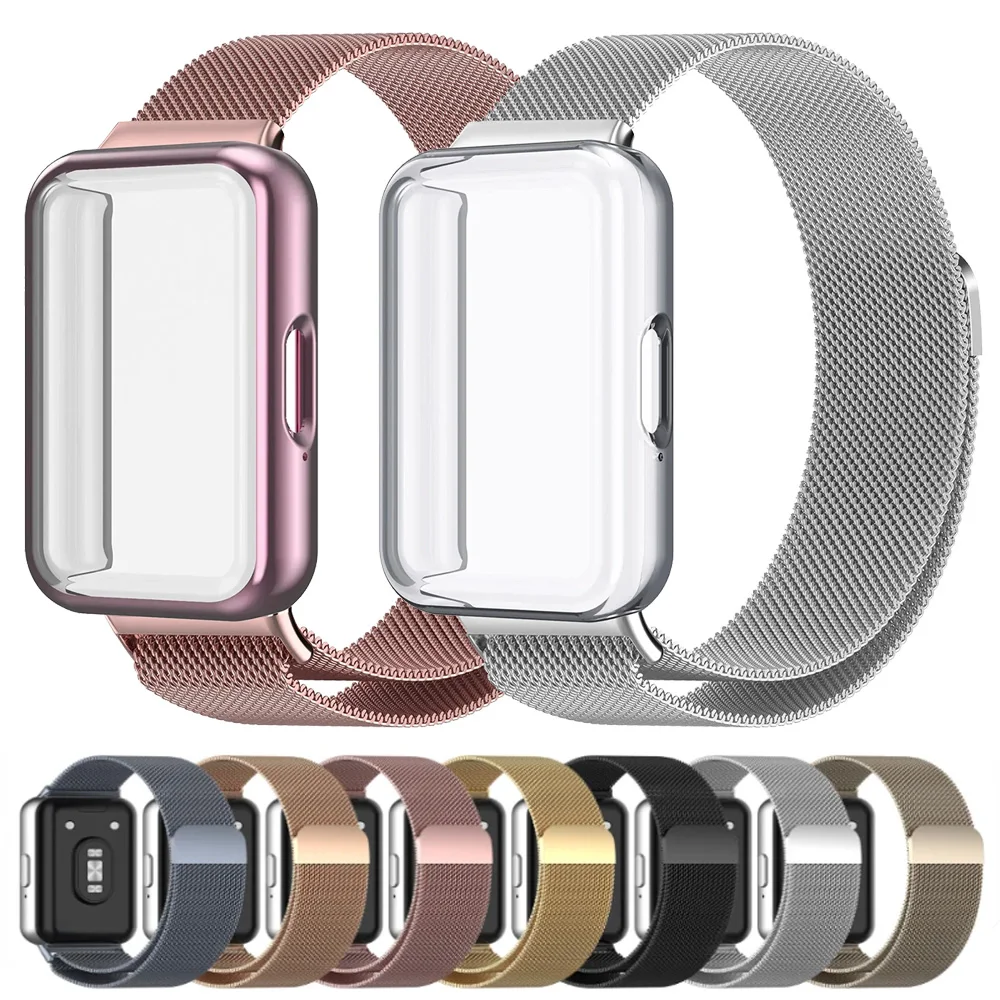 Metallarmband + Hülle für Samsung Galaxy Fit 3 Smartwatch-Armband Correa für Samsung Galaxy Fit 3 Anti-Fall-Displayschutzfolie